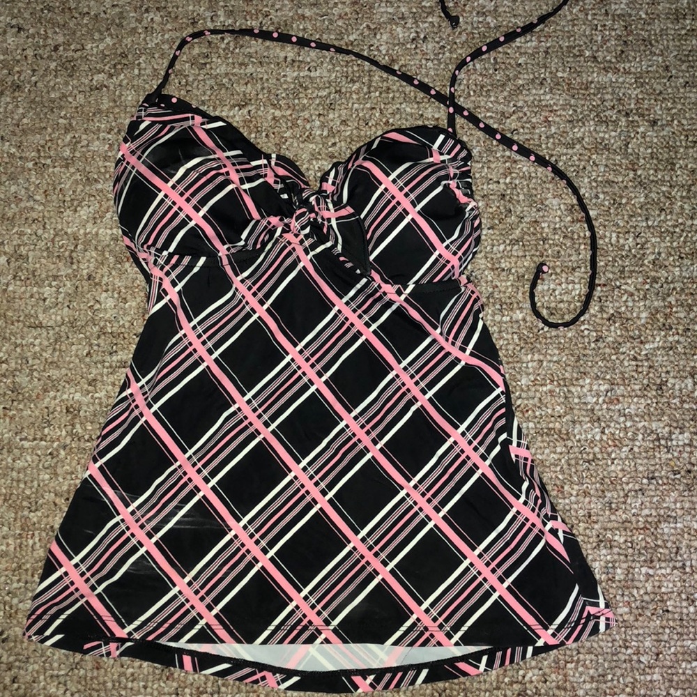 White/brown/pink bathing suit